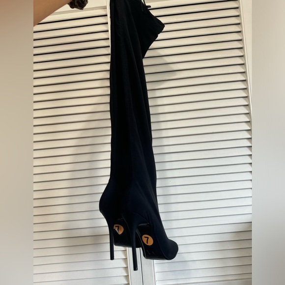 COPY - ZARA - knee high black sock heel boots size 7 - Picture 4 of 7